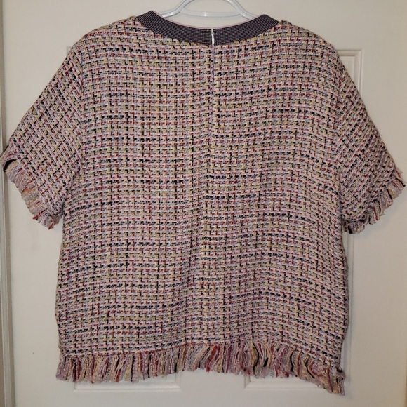 Zara Woman Tweed Multi-colored Fringe Top - Picture 3 of 16